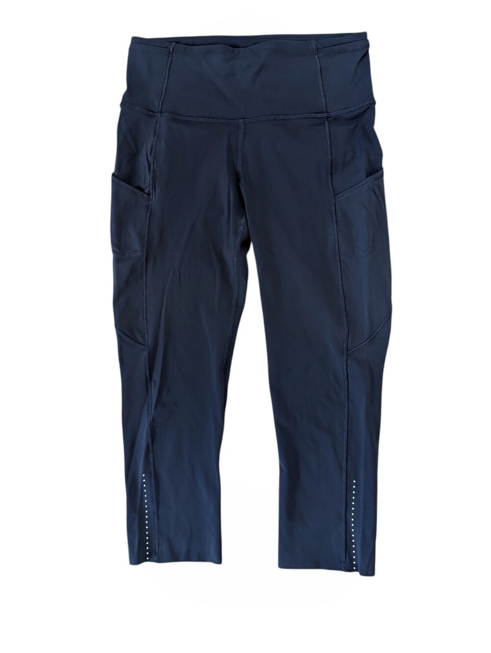 Lululemon Fast & Free Crop Leggings Nulux 19" True Navy Size 6 Running Capri - Picture 4 of 6